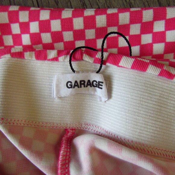 Funky Checkered Pink and White High-Waisted Flare Leg Pants Garage Barbie - Picture 5 of 6
